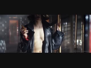 seductive anastasia meskova in a leather pea coat - trotsky (2017)